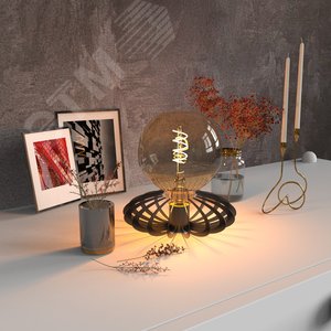 Лампа светодиодная филаментная LED 6 Вт 360 лм 2400К шар G125 теплый E27 AC 220В золотистая колба Black Filament - фото 5