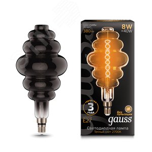 Лампа светодиодная филаментная LED 8 Вт 380 лм 2700К Honeycomb теплый E27 AC 220В серая колба Black Filament - фото 4