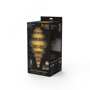 Лампа светодиодная филаментная LED 8.5 Вт 165 лм 1800К Honeycomb теплый E27 AC 220В серая колба Black Filament - фото 3