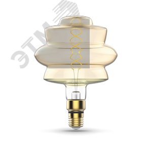 Лампа светодиодная филаментная LED 8 Вт 560 лм 2400К AC185-265В E27 BD180 теплая золотистая колба Black Filament Gauss