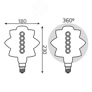 Лампа светодиодная филаментная LED 8 Вт 560 лм 2400К BD180 теплый E27 AC 220В золотистая колба Black Filament - фото 6
