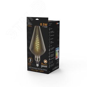 Лампа светодиодная филаментная LED 8.5 Вт 165 лм 1800К Vase теплый E27 AC 220В серая колба Black Filament - фото 4