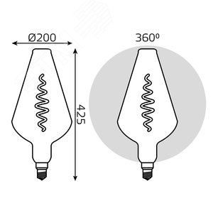 Лампа светодиодная филаментная LED 8.5 Вт 660 лм 2000К Vase теплый E27 AC 220В золотистая колба Black Filament - фото 5
