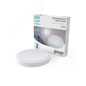 Светильник светодиодный ДБП 20 Вт 1520 Лм 4000К AC 220В белый IP40 круг D180х33 мм пластик ЖКХ HALL - фото 2