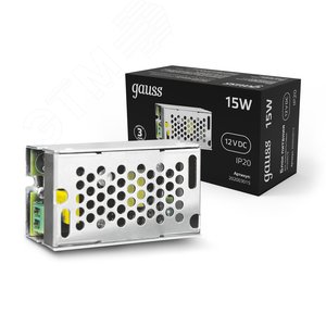Блок питания для светодиодной ленты 15 Вт AC 100-264В Uвых 12В IP20 77х48х20мм Black - фото 2