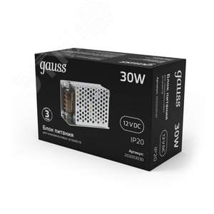 Блок питания (драйвер) для светодиодной ленты 30 Вт 12 В IP20 Black Gauss 202003030 GAUSS - 4
