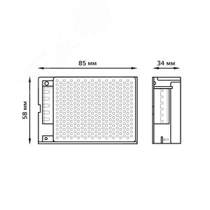 Блок питания для светодиодной ленты 30 Вт AC 100-264В Uвых 12В IP20 85х58х33мм Black - фото 5