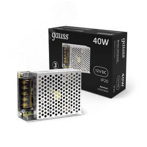 Блок питания для светодиодной ленты 40 Вт AC 100-264В Uвых 12В IP20 110х78х35мм Black - фото 2