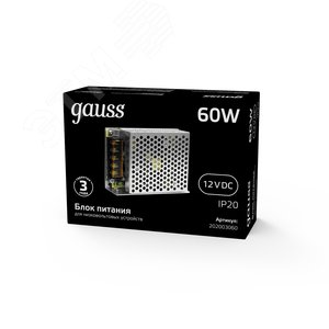 Блок питания (драйвер) для светодиодной ленты 60 Вт 12 В IP20 Black Gauss 202003060 GAUSS - 4