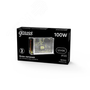 Блок питания (драйвер) для светодиодной ленты 100 Вт 12 В IP20 Black Gauss 202003100 GAUSS - 4