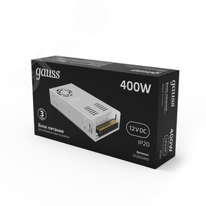 Блок питания для светодиодной ленты 400 Вт AC 100-264В Uвых 12В IP20 215х115х50мм Black Gauss - фото 3