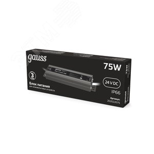 Блок питания для светодиодной ленты 75 Вт AC 100-264В Uвых 24В IP66 158х41х21мм Black - фото 3