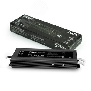 Блок питания для светодиодной ленты 200 Вт AC 100-264В Uвых 24В IP67 248х72х33мм Black - фото 5