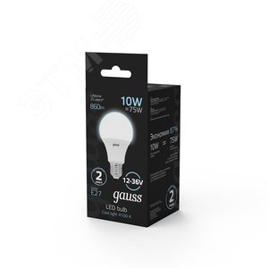 Лампа светодиодная LED 10 Вт 860 лм 4100К А60 груша нейтральный E27 AC 12-36В низковольтная Black - фото 5