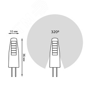 Лампа светодиодная LED 2 Вт 190 лм 3000К DC12В G4 капсула теплая Низковольтная Black Gauss 207707102 GAUSS - 7