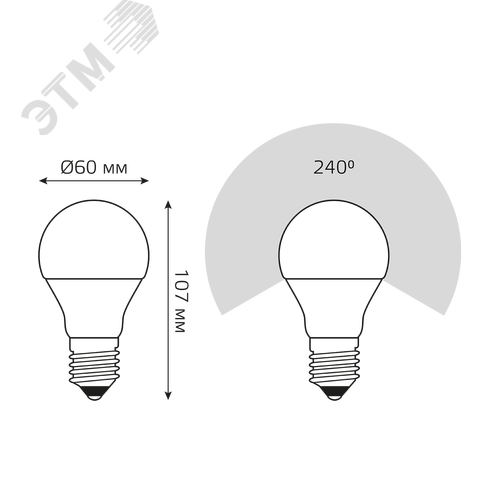 Лампа светодиодная LED 7 Вт 560 лм 6500К А60 груша холодный E27 AC 220В Elementary - фото 9