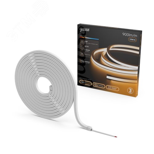 Лента светодиодная 12 Вт/м DC 24В 3000К IP68 NEON термостойкая для бань и саун 900 лм/м Gauss - фото 2