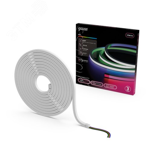 Лента светодиодная 12 Вт/м DC 24В RGB IP68 NEON термостойкая для бань и саун Gauss - фото 2