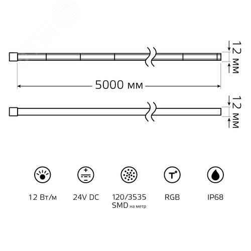Лента светодиодная 12 Вт/м DC 24В RGB IP68 NEON термостойкая для бань и саун Gauss - фото 9