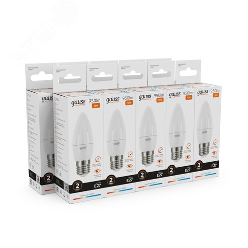 Лампа светодиодная LED 12 Вт 950 лм 3000К свеча теплый E27 AC 220В Elementary - фото 9