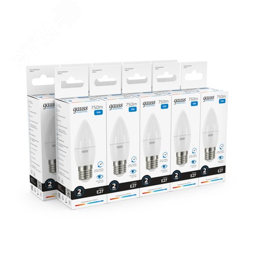 Лампа светодиодная LED 10 Вт 750 лм 6500К свеча холодный E27 AC 220В Elementary - фото 10