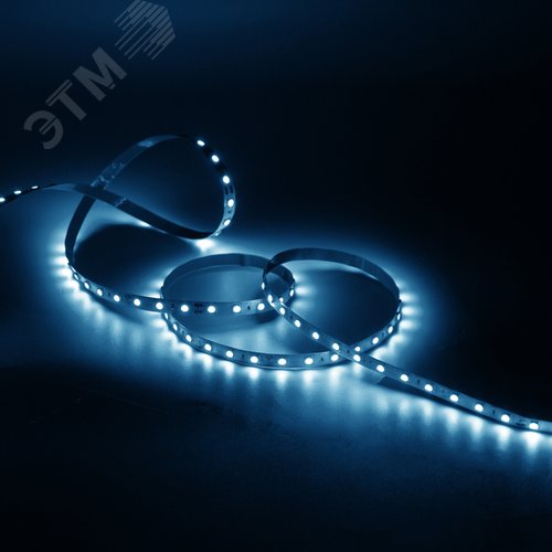 Лента светодиодная 9.6 Вт/м DC 12В 6500К IP20 120LED SMD2835 420 лм/м Black - фото 3