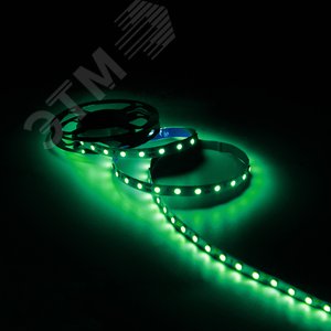Лента светодиодная 4.8 Вт/м DC 12В Зеленый IP20 60LED SMD2835 210 лм/м Black - фото 5