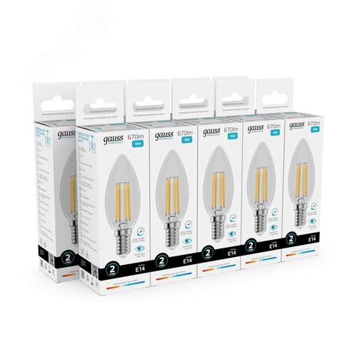 Лампа светодиодная филаментная LED 10 Вт 670 лм 4100К свеча нейтральный E14 AC 220В прозрачная колба Elementary - фото 10