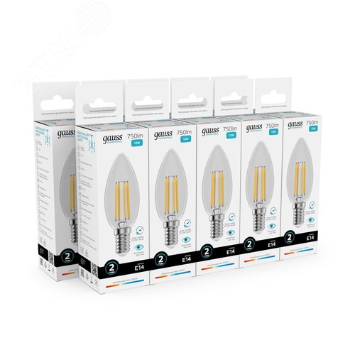 Лампа светодиодная филаментная LED 12 Вт 750 лм 4100К свеча нейтральный E14 AC 220В прозрачная колба Elementary - фото 10