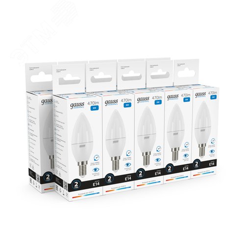 Лампа светодиодная LED 6 Вт 470 лм 6500К свеча холодный E14 AC 220В Elementary - фото 10