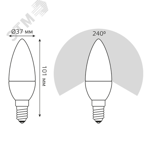 Лампа светодиодная LED 8 Вт 560 лм 6500К свеча холодный E14 AC 220В Elementary - фото 9