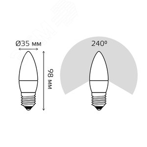 Лампа светодиодная LED 6 Вт 420 лм 3000К AC180-240В E27 свеча теплая  Elementary Gauss 33216 GAUSS - 8