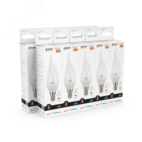 Лампа светодиодная LED 8 Вт 520 лм 3000К свеча на ветру теплый E14 AC 220В Elementary - фото 10