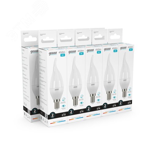 Лампа светодиодная LED 6 Вт 450 лм 4100К свеча на ветру нейтральный E14 AC 220В Elementary - фото 11