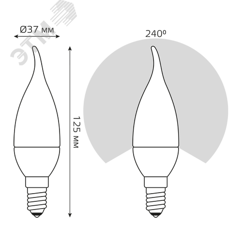 Лампа светодиодная LED 6 Вт 450 лм 4100К свеча на ветру нейтральный E14 AC 220В Elementary - фото 9