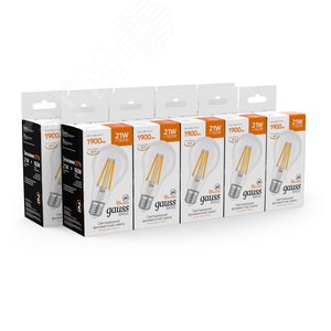 Лампа светодиодная филаментная LED 21 Вт 1900 лм 2700К А70 груша теплый E27 AC 220В прозрачная колба Basic - фото 3