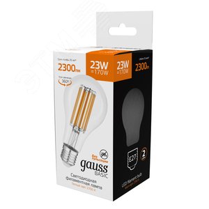 Лампа светодиодная филаментная LED 23 Вт 2300 лм 2700К А70 груша теплый E27 AC 220В прозрачная колба Basic - фото 4