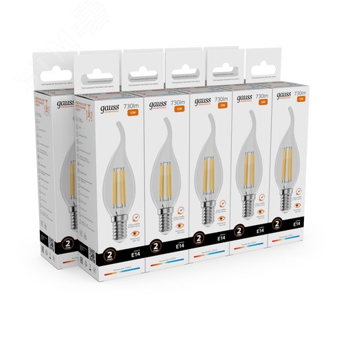 Лампа светодиодная филаментная LED 12 Вт 730 лм 2700К свеча на ветру теплый E14 AC 220В прозрачная колба Elementary - фото 10