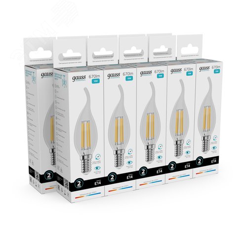 Лампа светодиодная филаментная LED 10 Вт 670 лм 4100К свеча на ветру нейтральный E14 AC 220В прозрачная колба Elementary - фото 10