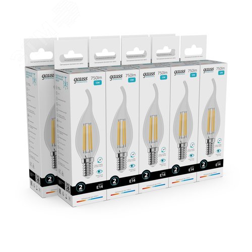 Лампа светодиодная филаментная LED 12 Вт 750 лм 4100К свеча на ветру нейтральный E14 AC 220В прозрачная колба Elementary - фото 10