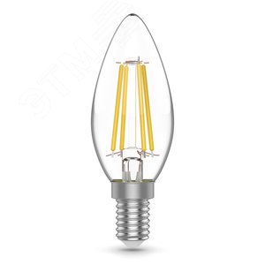 Лампа светодиодная филаментная LED 4 Вт 480 лм 3000К свеча теплый E14 AC 220В прозрачная колба Basic - фото 1