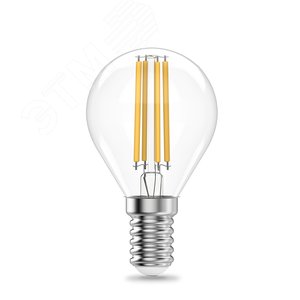 Лампа светодиодная филаментная LED 10 Вт 650 лм 2700К AC190-240В E14 шар P45 теплая Elementary Gauss