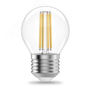 Лампа светодиодная филаментная LED 10 Вт 650 лм 2700К AC190-240В E27 шар P45 теплая Elementary