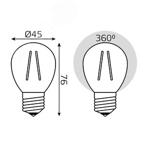 Лампа светодиодная филаментная LED 10 Вт 670 лм 4100К AC190-240В E27 шар P45 нейтральный Elementary Gauss 52220 GAUSS - 6