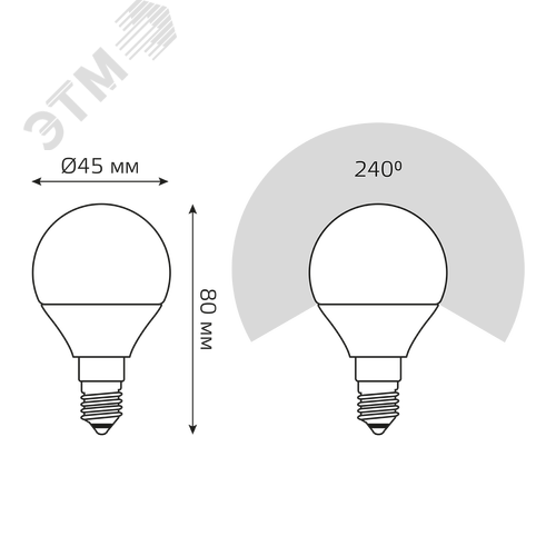 Лампа светодиодная LED 10 Вт 710 лм 3000К шар P45 теплый E14 AC 220В Elementary - фото 9