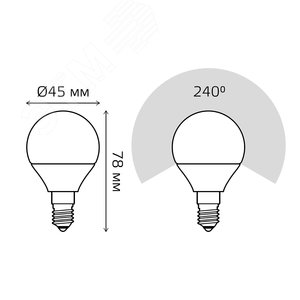 Лампа светодиодная LED 6 Вт 420 лм 3000К AC180-240В E14 шар P45 теплая Elementary 53116 GAUSS - 8