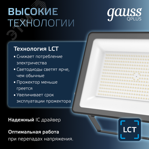 Прожектор светодиодный ДО 150 Вт 18000 Лм 6500К AC 220В IP65 250х32х335мм матированное закаленное стекло Qplus - фото 8