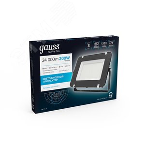Прожектор Gauss Qplus 200W 24000lm 6500K 175-265V IP65 черный LED 1/2 613100200 GAUSS - 5