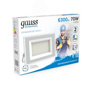 Прожектор светодиодный ДО 70 Вт 6300 Лм 6500К AC 220В IP65 140х208х140 мм Elementary G2 - фото 4