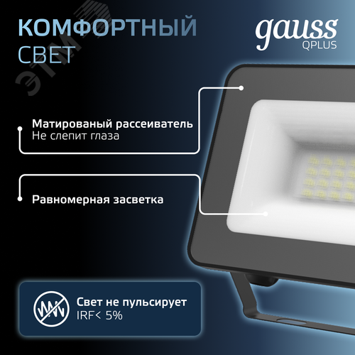 Прожектор светодиодный ДО 20 Вт 2200 Лм 6500К AC 220В IP65 102х28х125мм матированное закаленное стекло Qplus - фото 6